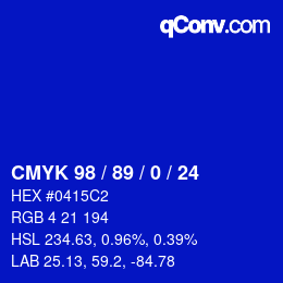 カラーコード: CMYK 98 / 89 / 0 / 24 | qconv.com