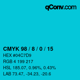 颜色代码: CMYK 98 / 8 / 0 / 15 | qconv.com