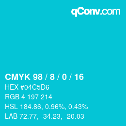 カラーコード: CMYK 98 / 8 / 0 / 16 | qconv.com