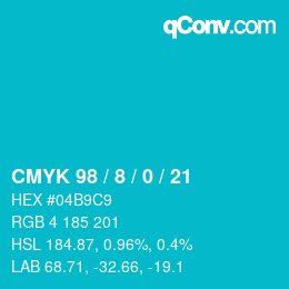 カラーコード: CMYK 98 / 8 / 0 / 21 | qconv.com