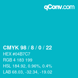 カラーコード: CMYK 98 / 8 / 0 / 22 | qconv.com