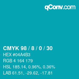 Color code: CMYK 98 / 8 / 0 / 30 | qconv.com