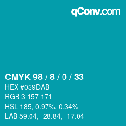 カラーコード: CMYK 98 / 8 / 0 / 33 | qconv.com