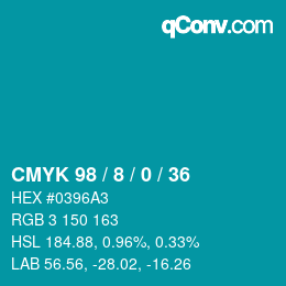カラーコード: CMYK 98 / 8 / 0 / 36 | qconv.com