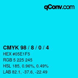 カラーコード: CMYK 98 / 8 / 0 / 4 | qconv.com