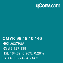 Color code: CMYK 98 / 8 / 0 / 46 | qconv.com