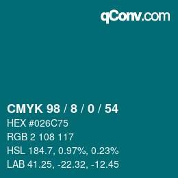 カラーコード: CMYK 98 / 8 / 0 / 54 | qconv.com
