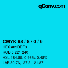 Color code: CMYK 98 / 8 / 0 / 6 | qconv.com