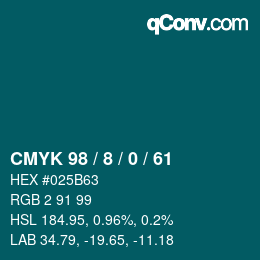 颜色代码: CMYK 98 / 8 / 0 / 61 | qconv.com