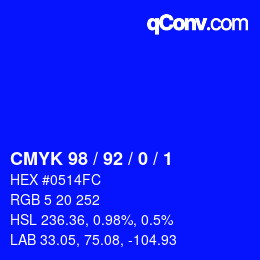 カラーコード: CMYK 98 / 92 / 0 / 1 | qconv.com