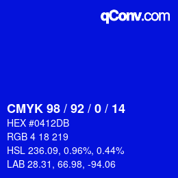 カラーコード: CMYK 98 / 92 / 0 / 14 | qconv.com