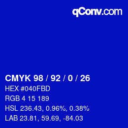 カラーコード: CMYK 98 / 92 / 0 / 26 | qconv.com