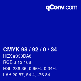 Color code: CMYK 98 / 92 / 0 / 34 | qconv.com