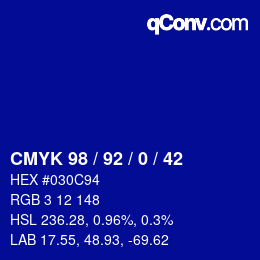 Color code: CMYK 98 / 92 / 0 / 42 | qconv.com