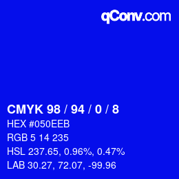 カラーコード: CMYK 98 / 94 / 0 / 8 | qconv.com