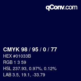 颜色代码: CMYK 98 / 95 / 0 / 77 | qconv.com