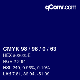 Color code: CMYK 98 / 98 / 0 / 63 | qconv.com