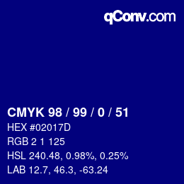 Farbcode: CMYK 98 / 99 / 0 / 51 | qconv.com