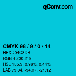 颜色代码: CMYK 98 / 9 / 0 / 14 | qconv.com