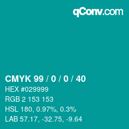 颜色代码: CMYK 99 / 0 / 0 / 40 | qconv.com