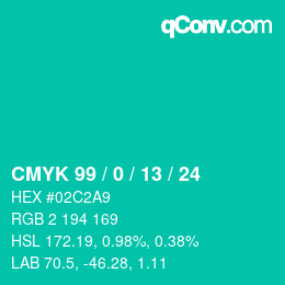 カラーコード: CMYK 99 / 0 / 13 / 24 | qconv.com