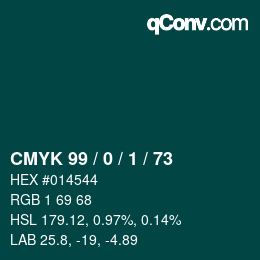 Color code: CMYK 99 / 0 / 1 / 73 | qconv.com