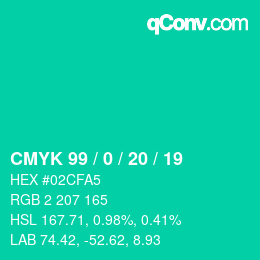 Farbcode: CMYK 99 / 0 / 20 / 19 | qconv.com