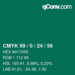 Color code: CMYK 99 / 0 / 24 / 56 | qconv.com