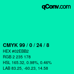 カラーコード: CMYK 99 / 0 / 24 / 8 | qconv.com