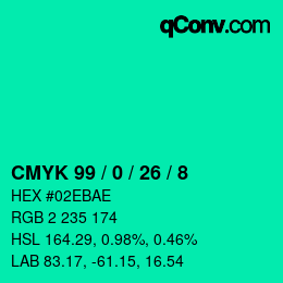 Color code: CMYK 99 / 0 / 26 / 8 | qconv.com