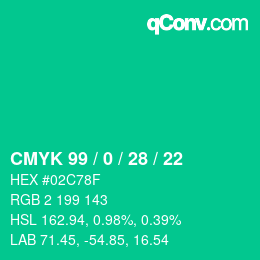 Color code: CMYK 99 / 0 / 28 / 22 | qconv.com