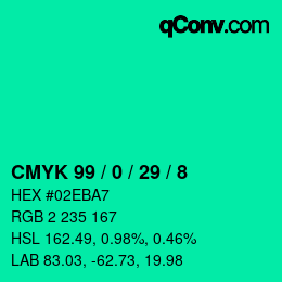 Color code: CMYK 99 / 0 / 29 / 8 | qconv.com