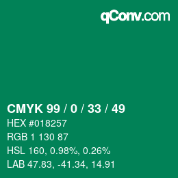 Color code: CMYK 99 / 0 / 33 / 49 | qconv.com