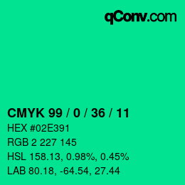 Color code: CMYK 99 / 0 / 36 / 11 | qconv.com