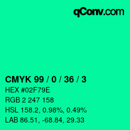 Color code: CMYK 99 / 0 / 36 / 3 | qconv.com