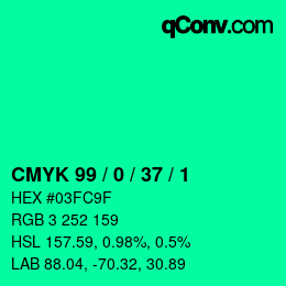 Farbcode: CMYK 99 / 0 / 37 / 1 | qconv.com