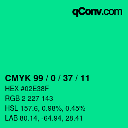 Color code: CMYK 99 / 0 / 37 / 11 | qconv.com