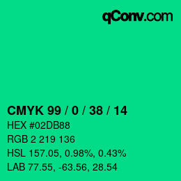 カラーコード: CMYK 99 / 0 / 38 / 14 | qconv.com