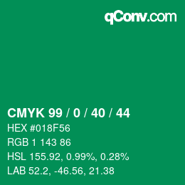 颜色代码: CMYK 99 / 0 / 40 / 44 | qconv.com