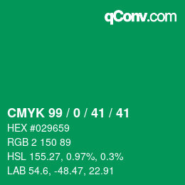 Color code: CMYK 99 / 0 / 41 / 41 | qconv.com
