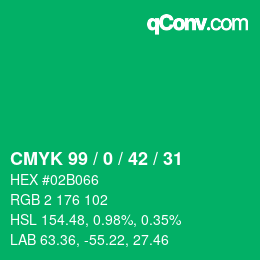 Color code: CMYK 99 / 0 / 42 / 31 | qconv.com