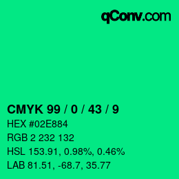 Color code: CMYK 99 / 0 / 43 / 9 | qconv.com