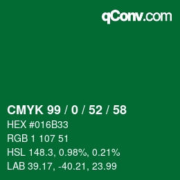 Farbcode: CMYK 99 / 0 / 52 / 58 | qconv.com