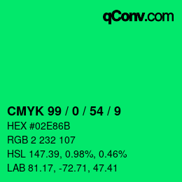 Color code: CMYK 99 / 0 / 54 / 9 | qconv.com