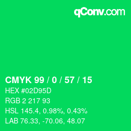 Color code: CMYK 99 / 0 / 57 / 15 | qconv.com