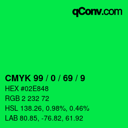 Código de color: CMYK 99 / 0 / 69 / 9 | qconv.com