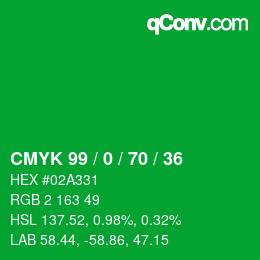 Color code: CMYK 99 / 0 / 70 / 36 | qconv.com