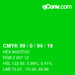 Farbcode: CMYK 99 / 0 / 94 / 19 | qconv.com