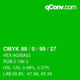 Color code: CMYK 99 / 0 / 99 / 27 | qconv.com