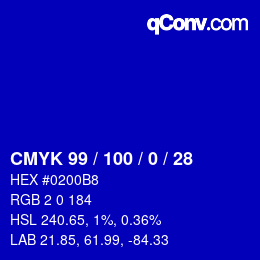 Farbcode: CMYK 99 / 100 / 0 / 28 | qconv.com